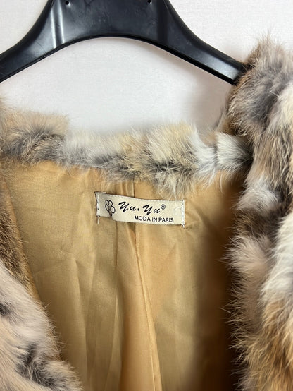 YU.YU. Natural fur coat with beaded back. TM/L