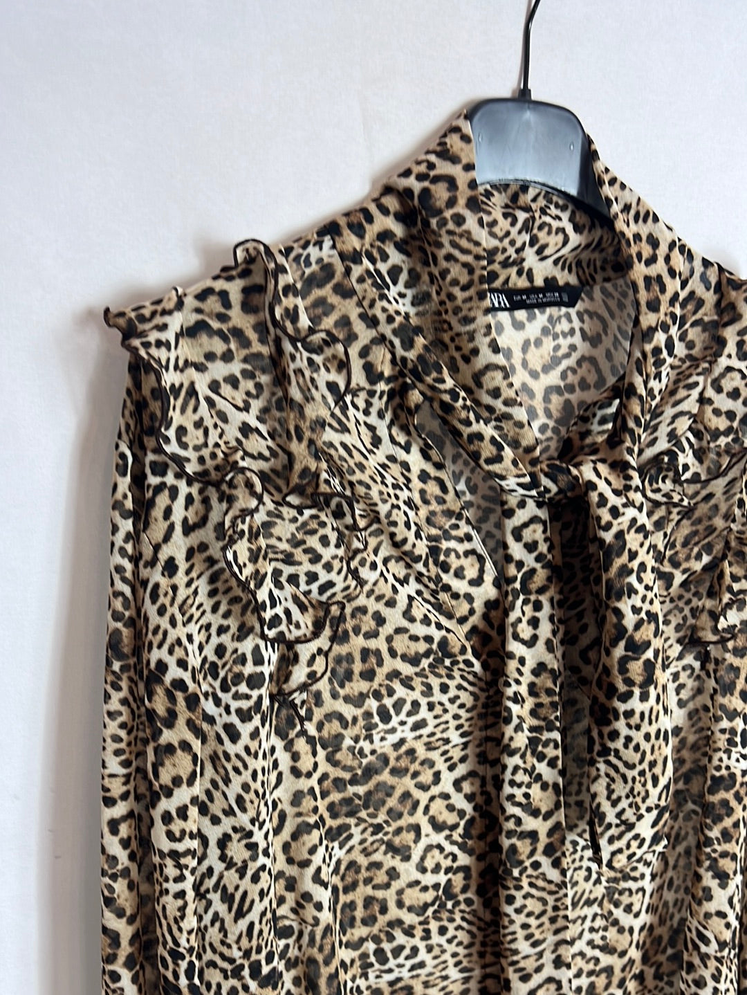 ZARA. Semi-sheer animal print blouse. TM