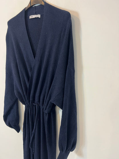 ZARA. Mono azul canalé T.s