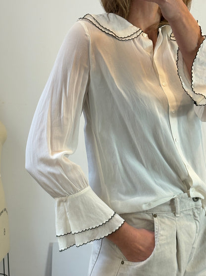 MASSIMO DUTTI. Blusa seda detalle bordados