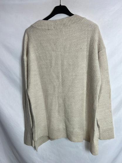 ZARA. jersey beige escote amplio T.s