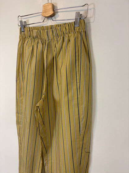JOHANNA PARIS. Pantalón algodón pistacho rayas