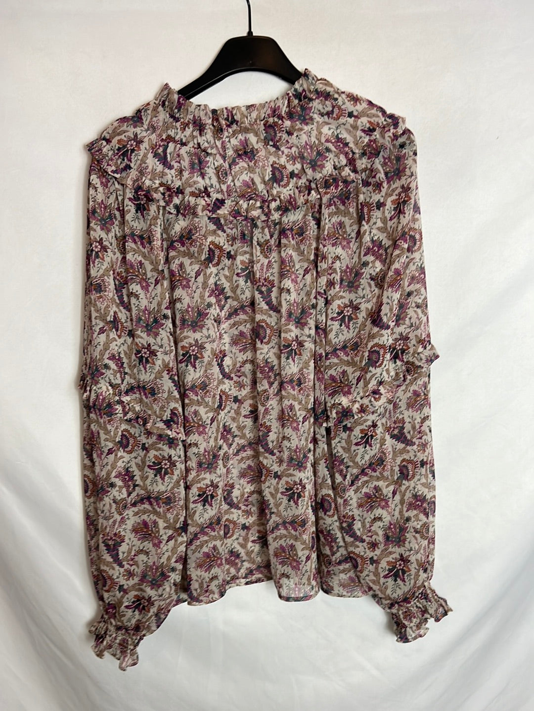 MANGO. Blusa estampada vaporosa. T M