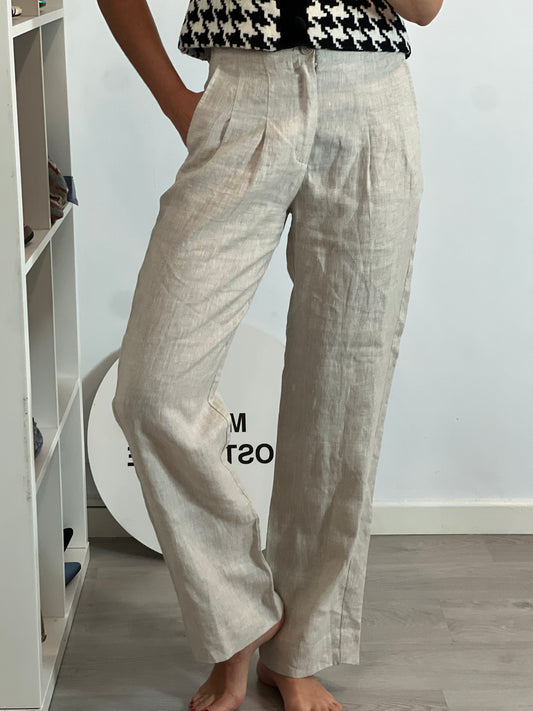 TINTORETTO. Beige linen pants T.36