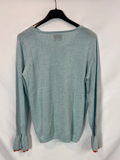 NÜMPH. Top azul hilos brillo  T.m