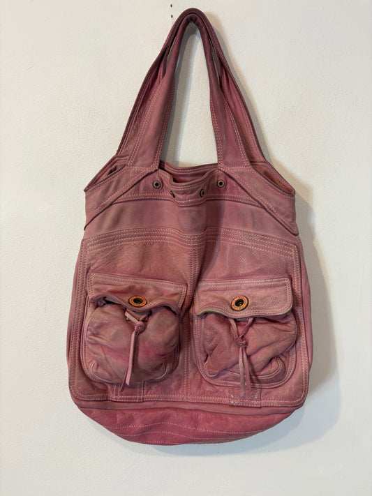 ZADIG & VOLTAIRE. Bolso tote piel rosa bolsillos