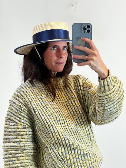 GIULIANA LONGO. Canotier veneciano lazo azul