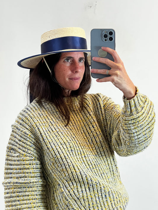 GIULIANA LONGO. Canotier veneciano lazo azul
