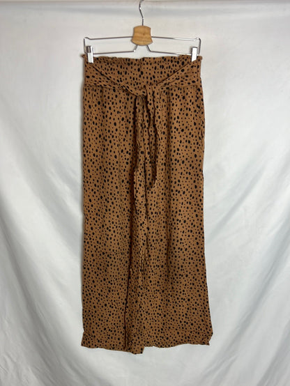 ABERCROMBIE&FITCH. Pantalón marrón fluido estampado T.s