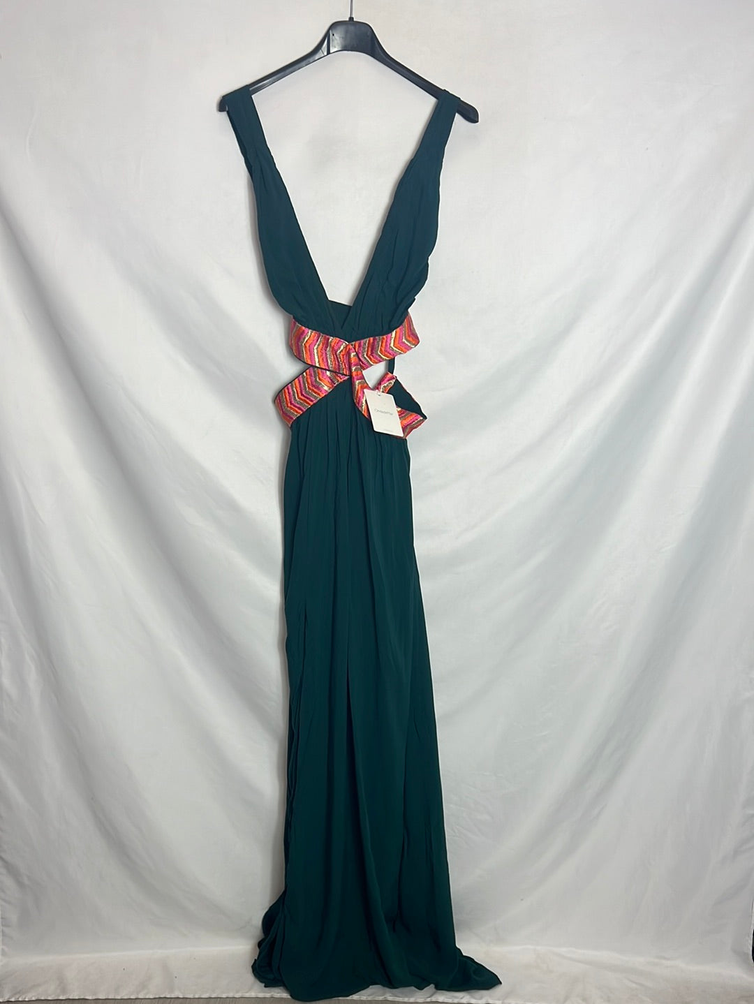 ONDA DE MAR. vestido largo verde detalles Tm