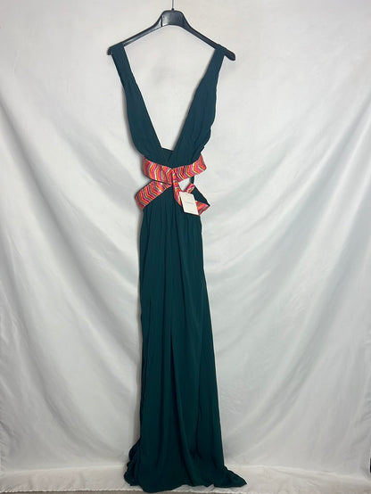 ONDA DE MAR. vestido largo verde detalles Tm