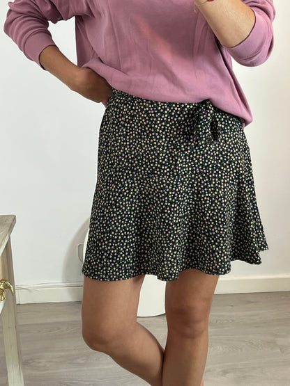 VALENTINA. Black floral skirt Tl