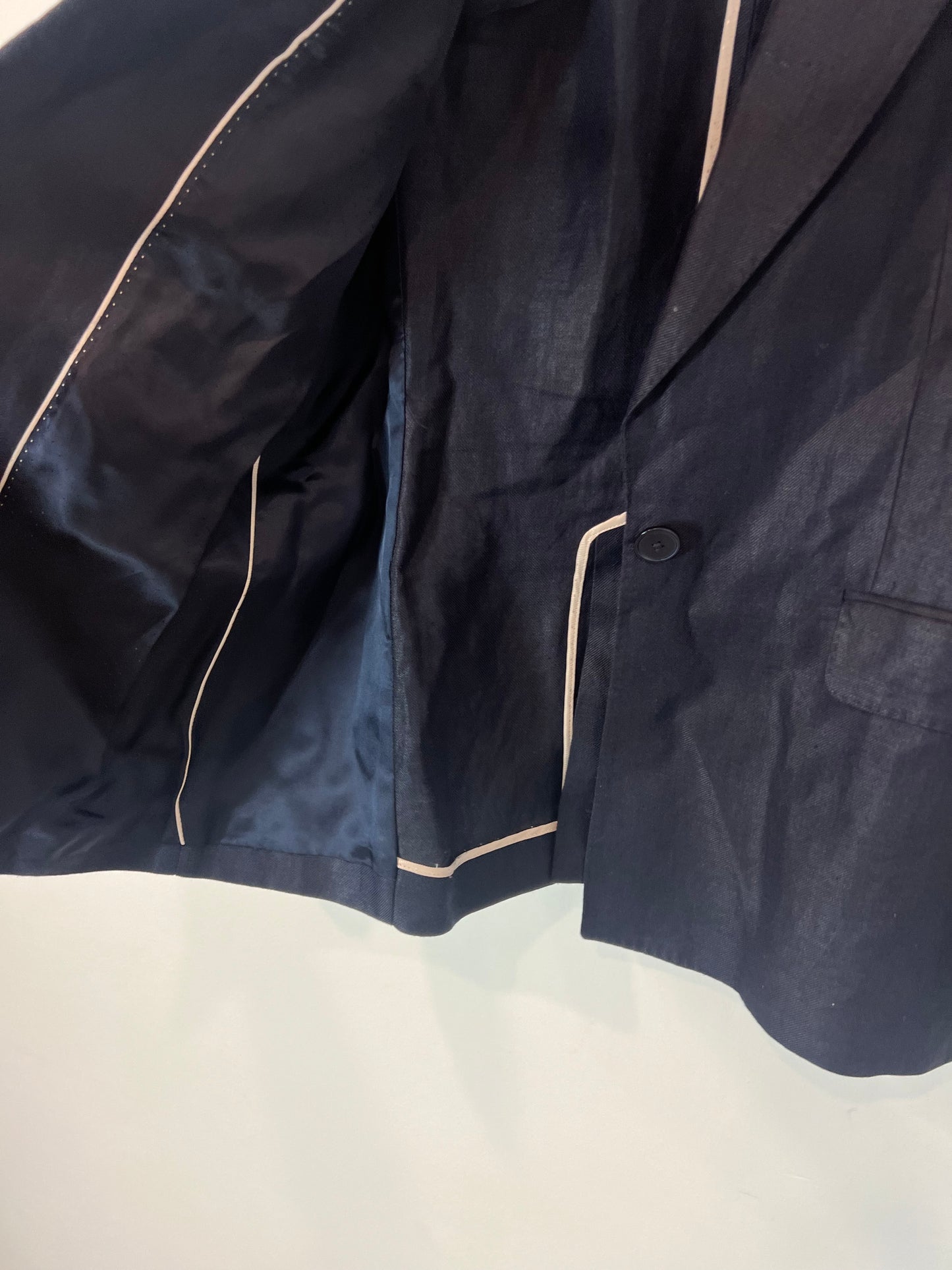 MASSIMO DUTTI. blue linen blazer T.40