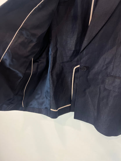 MASSIMO DUTTI. blue linen blazer T.40