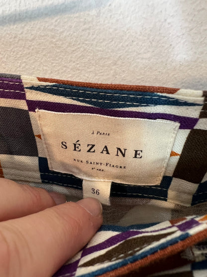 SEZANE. Pantalón mezcla geométrico T36