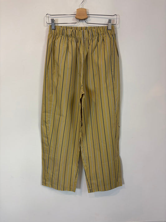 JOHANNA PARIS. Pantalón algodón pistacho rayas