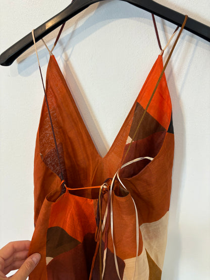 MASSIMO DUTTI. Vestido largo estampado geométrico