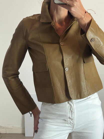 SWORD Beige Leather Jacket Ts