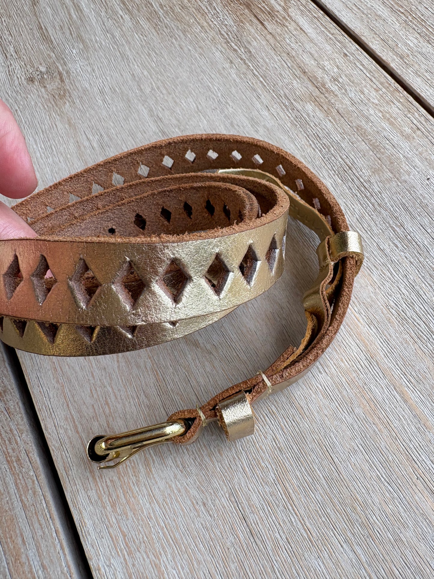 Petite Mendigote. Gold leather belt. Size 1 (S)