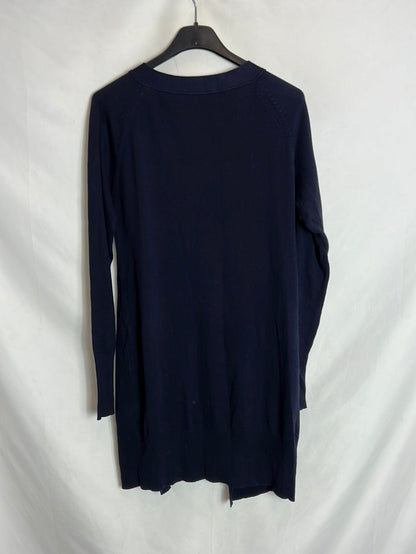 OTRAS. Cárdigan largo azul bolsillos. TM