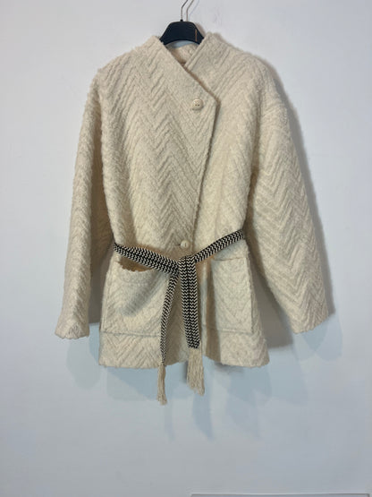 LA PETITE FRANÇAISE. Abrigo beige textura T.36