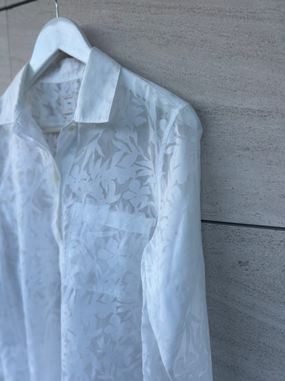 GAP. Blusa blanca dibujos semi transparente. T M