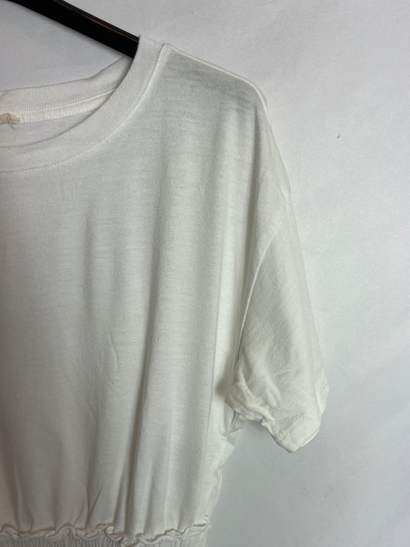 STRADIVARIUS . Camiseta blanca fruncidos. T S