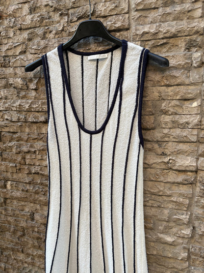 ZARA. Vestido punto elástico beige y azul