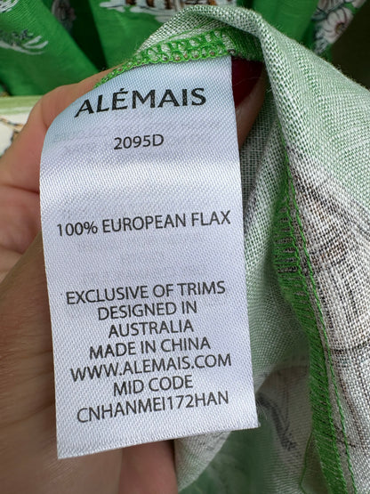 ALÉMAIS. Vestido lino abotonado estampado