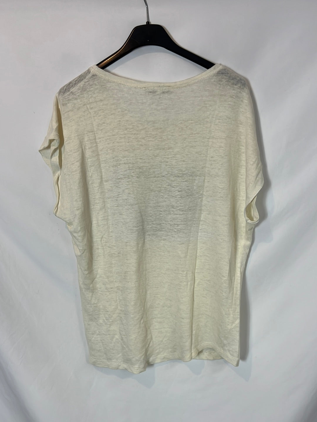 SANDRO. Camiseta lino dibujo.T 2 (M)