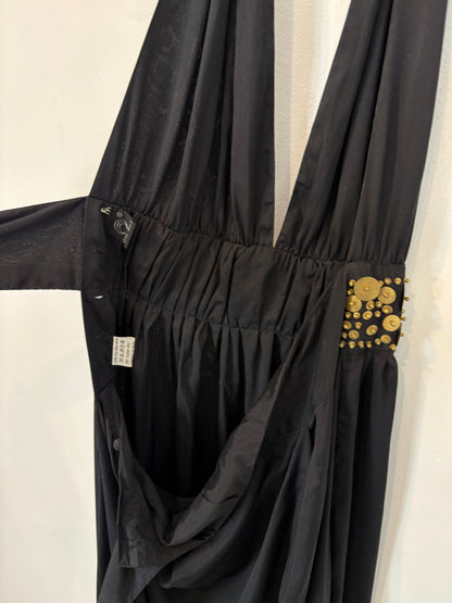 DAL BAT. Vestido midi seda abalorios