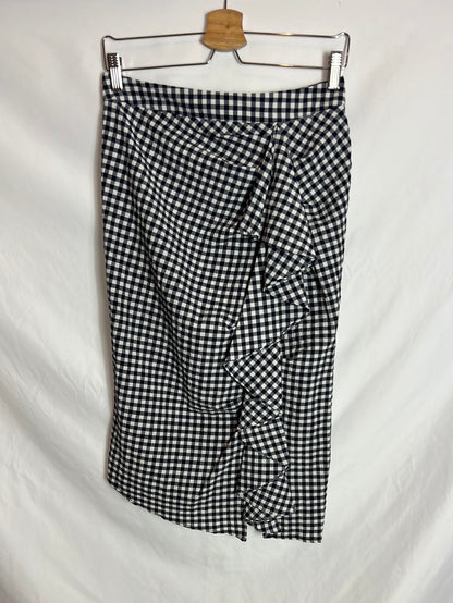 TOPSHOP. Falda midi vichy . T 38