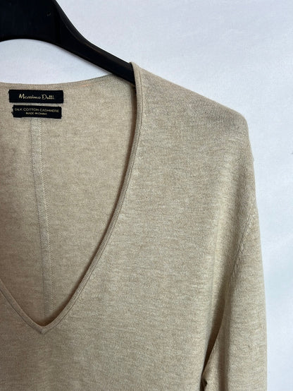 MASSIMO DUTTI. Fine beige cashmere sweater. TS/M