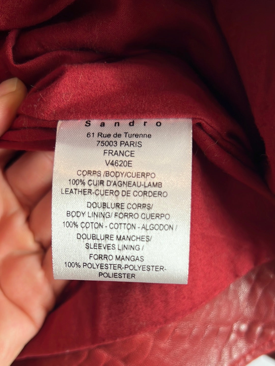 SANDRO. Chaqueta piel tono oscuro estilo biker. T 3(M/L)