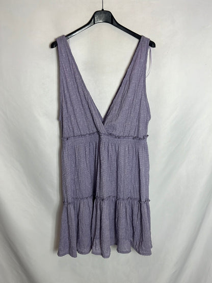 PULL&BEAR . Vestido corto morado textura. T S