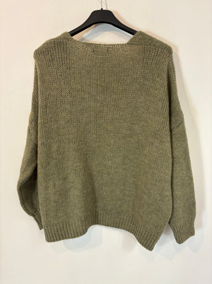 OTRAS. Chaqueta punto verde jaspeado. T S/M