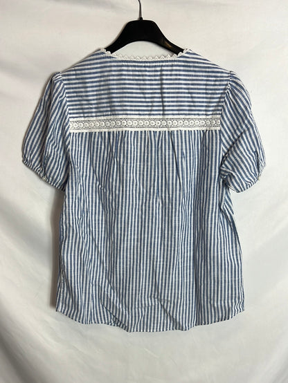 SPRINGFIELD. Short-sleeved striped blouse. Size 38
