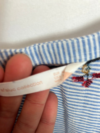 ZARA. Vestido rayas y bordados. T M