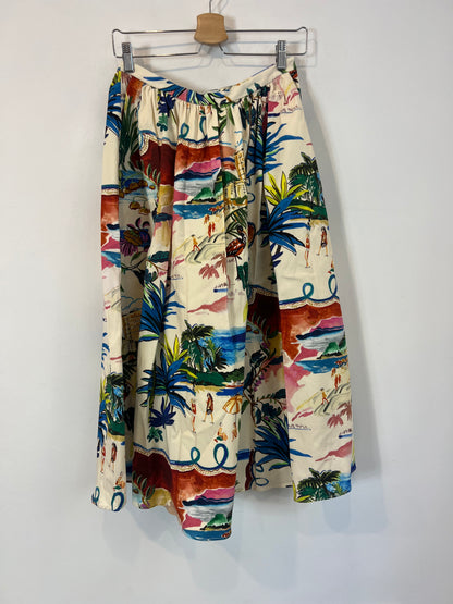ZARA. Falda midi dibujos. T Xs