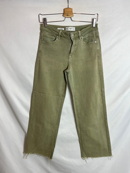 MANGO. Denim recto verde claro. T 36