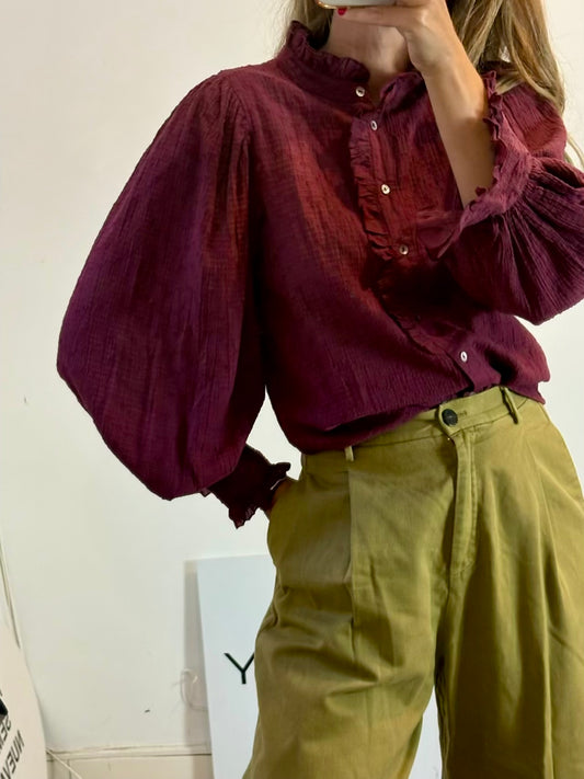 ANTIK BATIK. Blusa burdeos textura