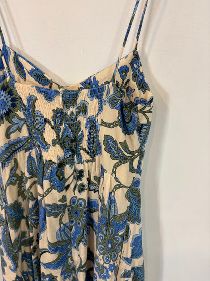 ZARA. Vestido midi estamapdo azules. T S