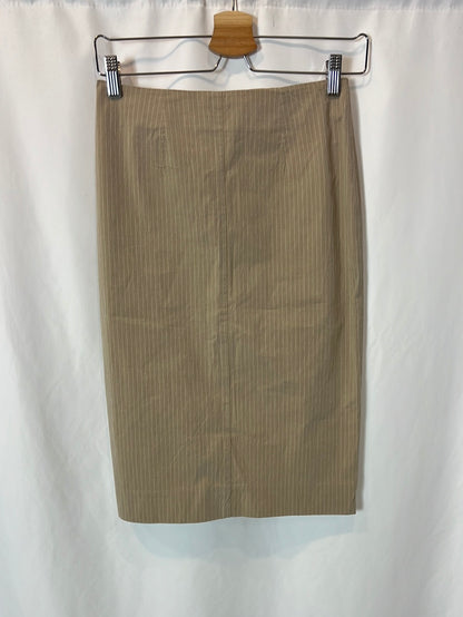 CORTANA. Beige striped pencil skirt. Size 36