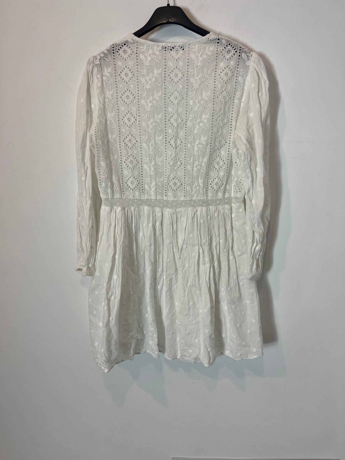 ZARA. Vestido doble textura blanco  T.xs