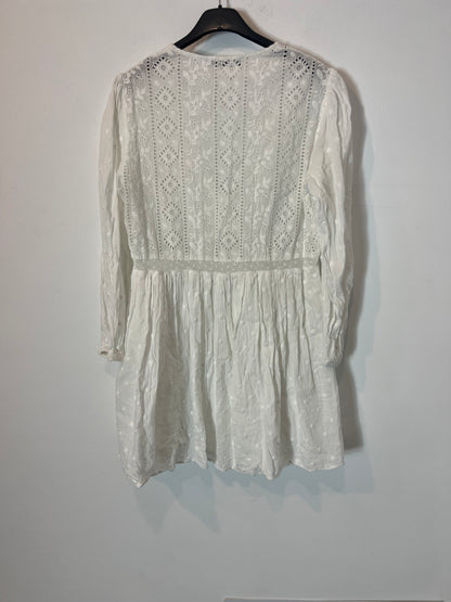 ZARA. Vestido doble textura blanco  T.xs
