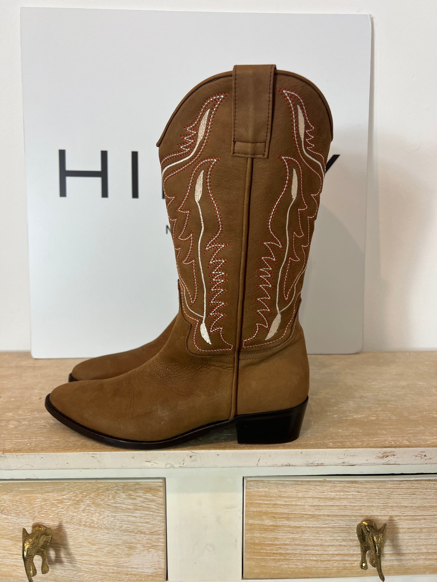 MICUIR. botas camel cowboy T.38