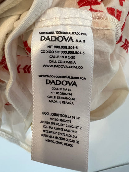 PADOVA. Red embroidered puff-sleeve top. XS