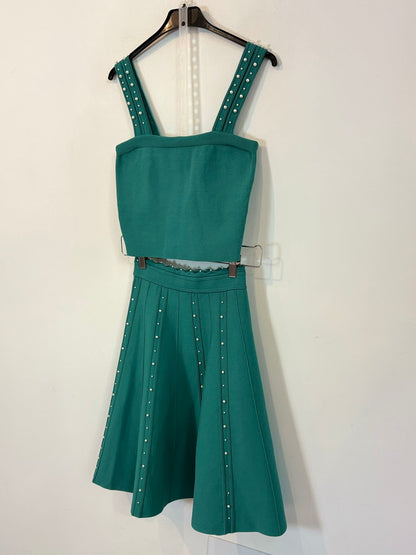 SANDRO. Total look punto elástico detalle perlas