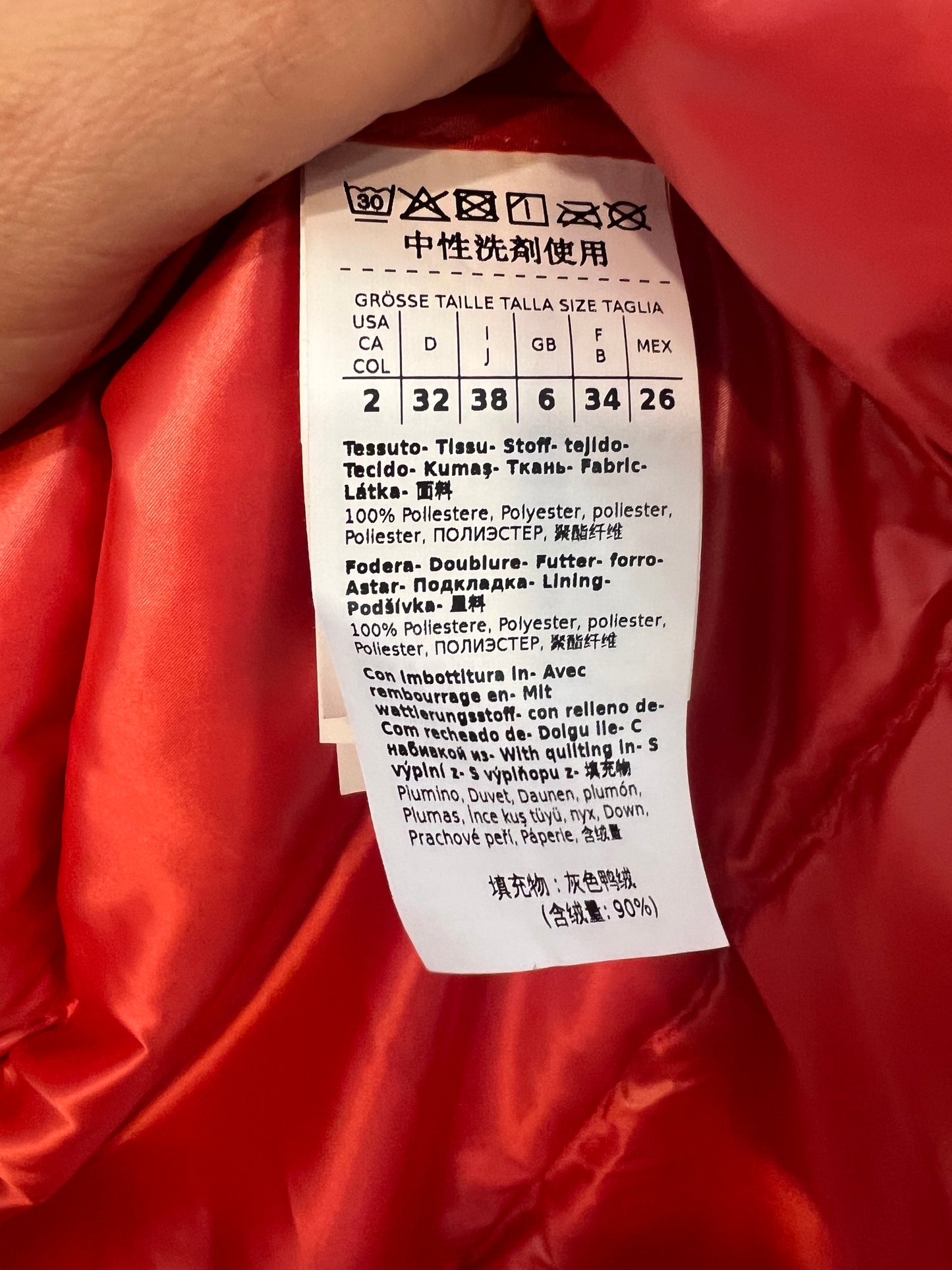 MARELLA. Plumífero rojo metalizado T S