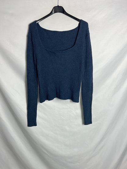 OTRAS. Jersey fino azul canalé T.u(s)